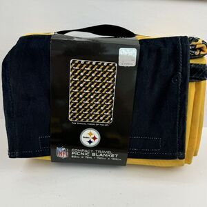 Pittsburgh Steelers Picnic Blanket Black/Gold Team Logo Compact Travel 60x72 New